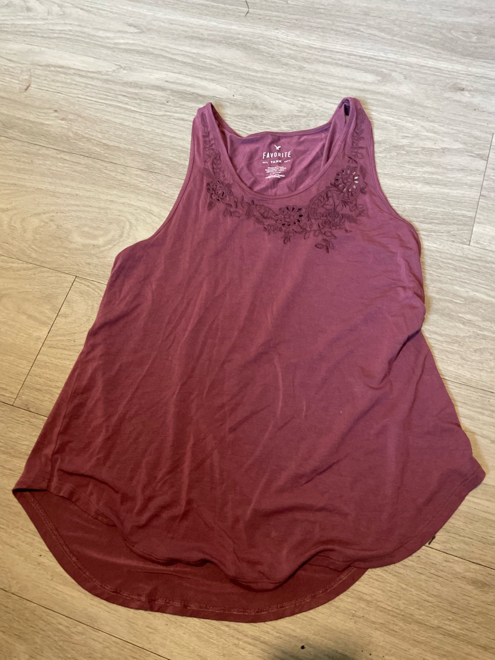 American Eagle Outfitters Mauve Embroidered Scoop Neck Tank